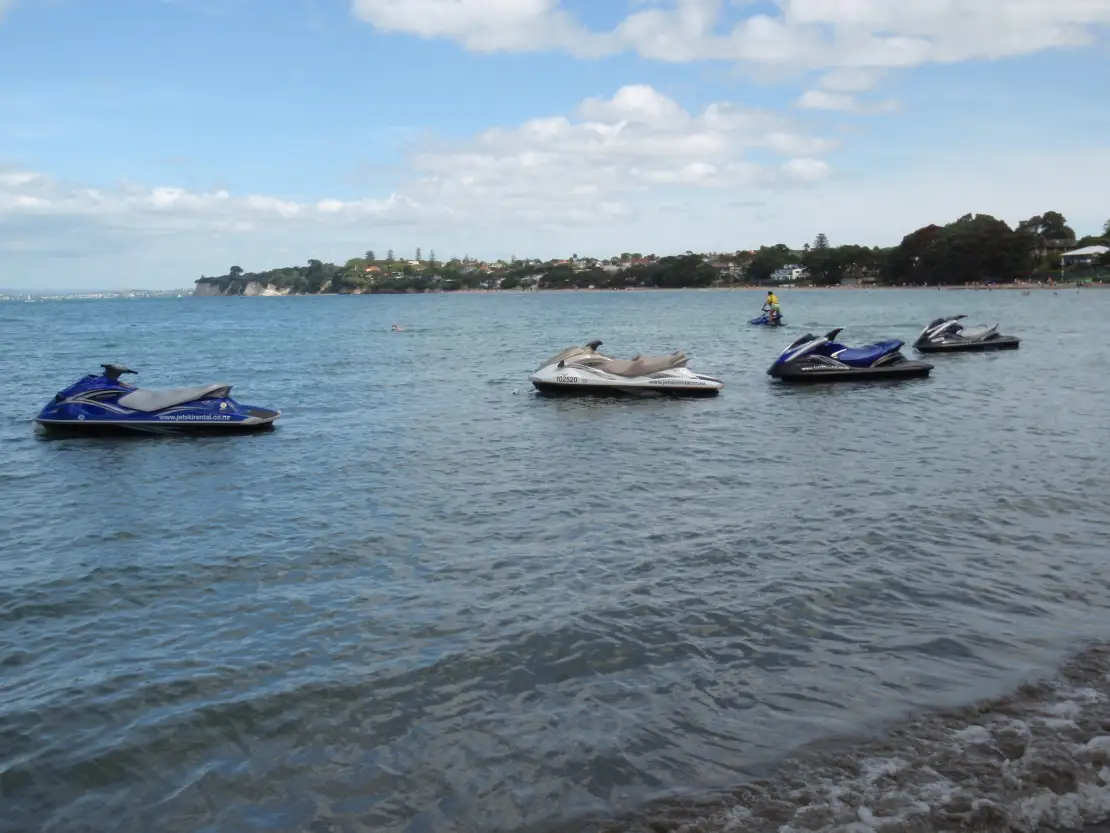 Jetskis for hire at Takapuna Beach Auckland